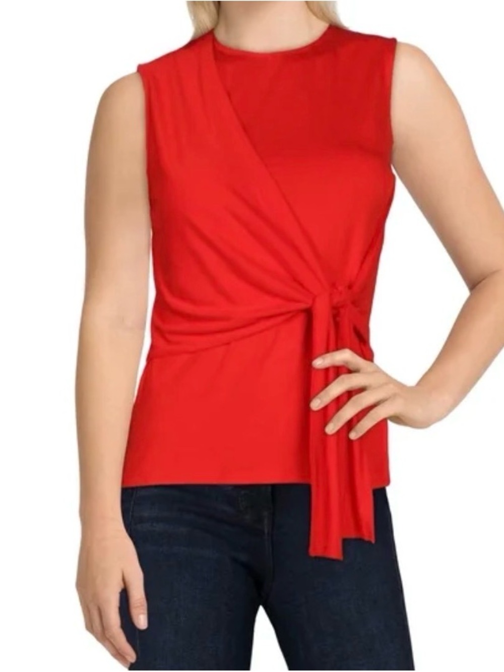 Vince Camuto Red Side-Tie Sleeveless Top